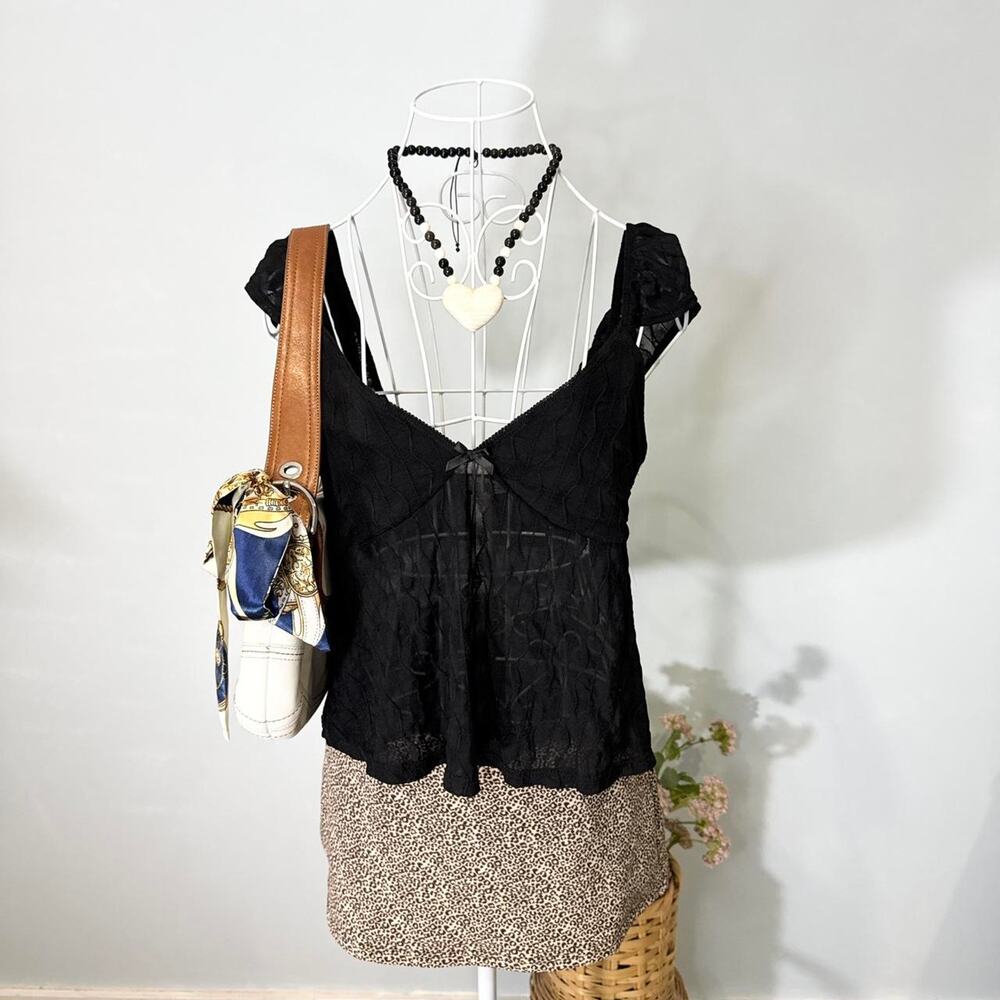 Gorgeous milkmaid babydoll black sheer top